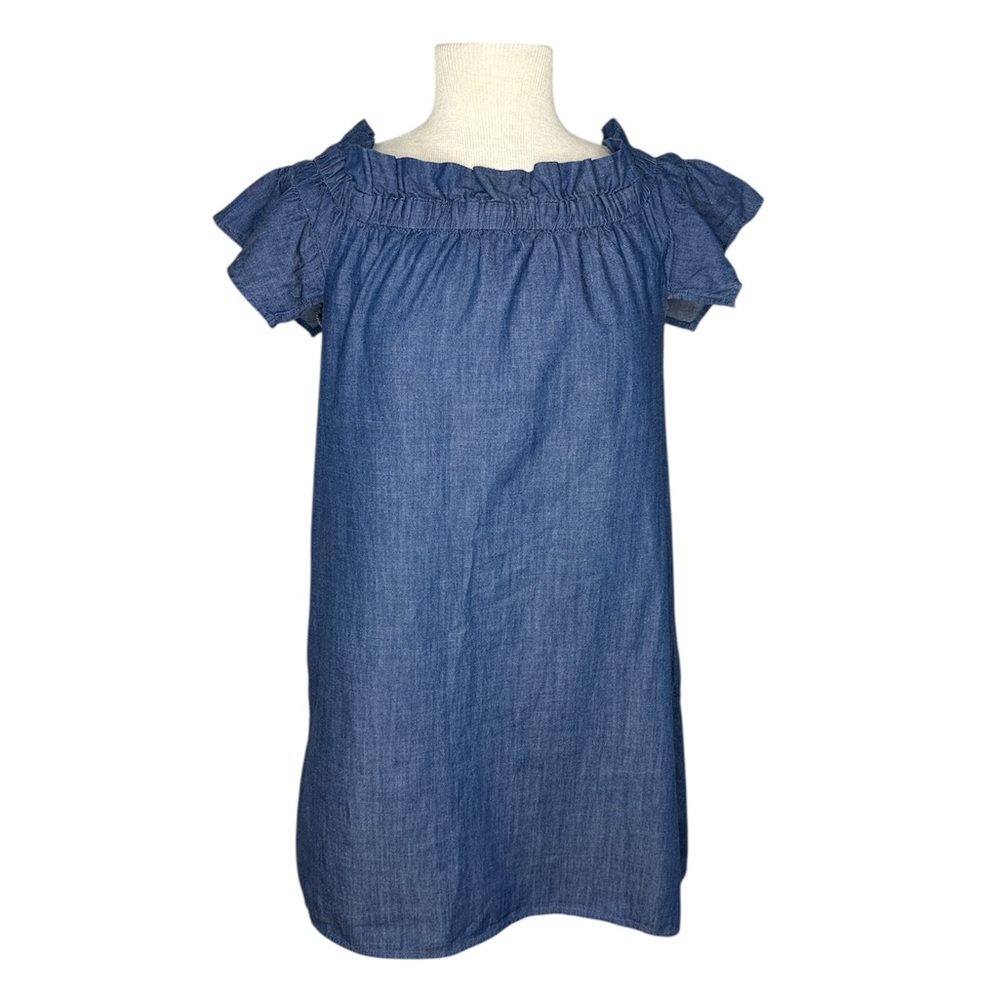 Saks Fifth Avenue Chambray Ruffled Off The Shoulder Dress Small